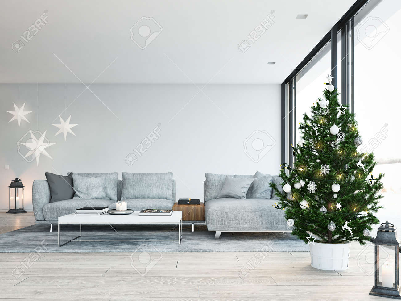 3d rendering. home with christmastree in modern apartment. christmas decoration. - 89770032 3d rendering. home with christmastree in modern apartment. christmas decoration. - 89770032
