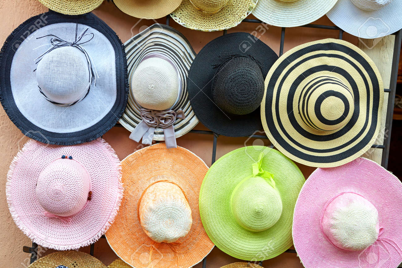 colorful straw hats