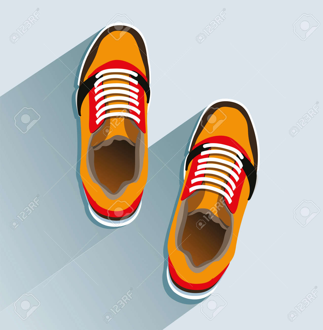 Zapatillas De Deporte De Estilo Plano, Vista Superior Zapatillas De Moda. Ilustraciones Svg, Vectoriales, Clip Vectorizado Libre De Derechos. Image 96662574.