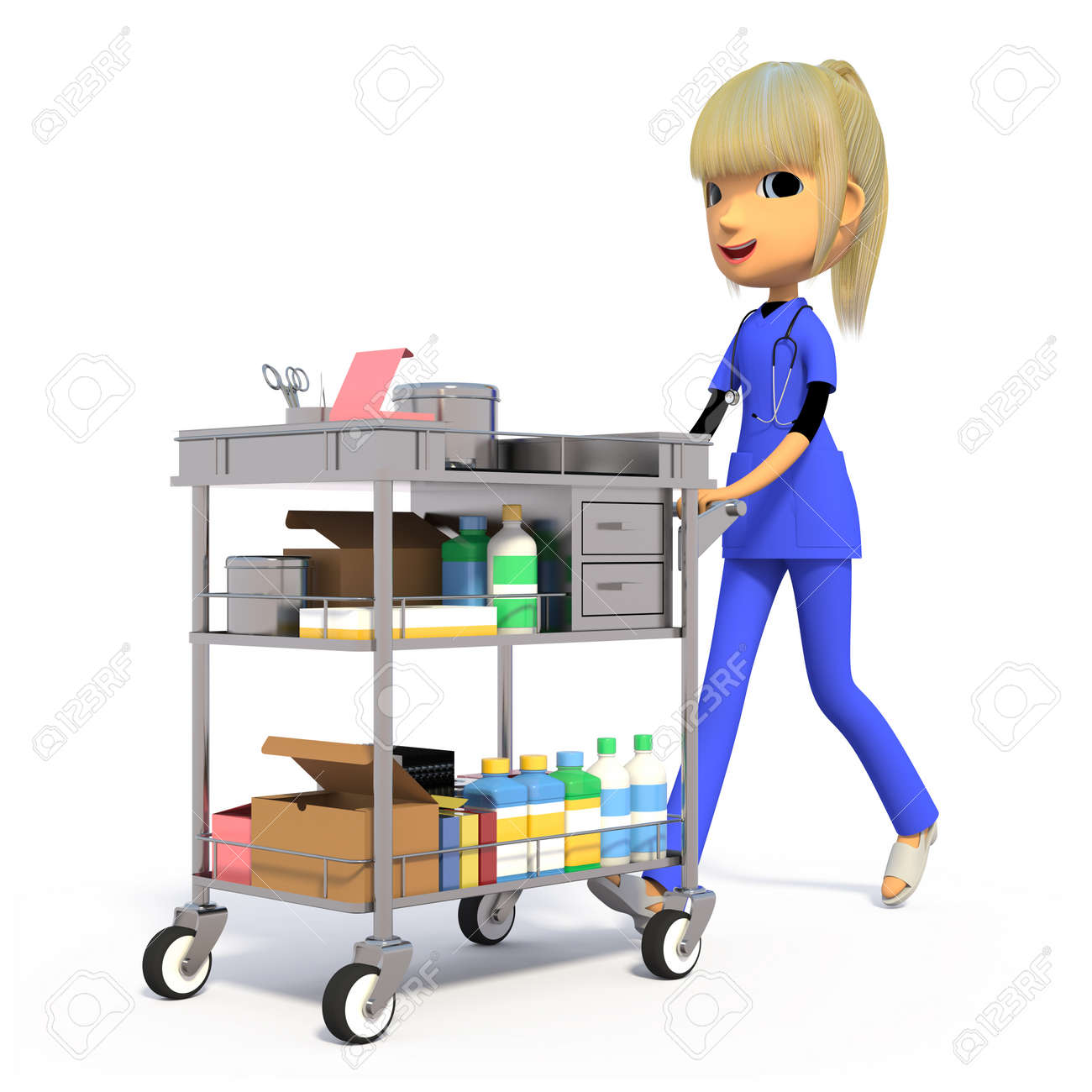 看護師医療ワゴンを押す の写真素材 画像素材 Image