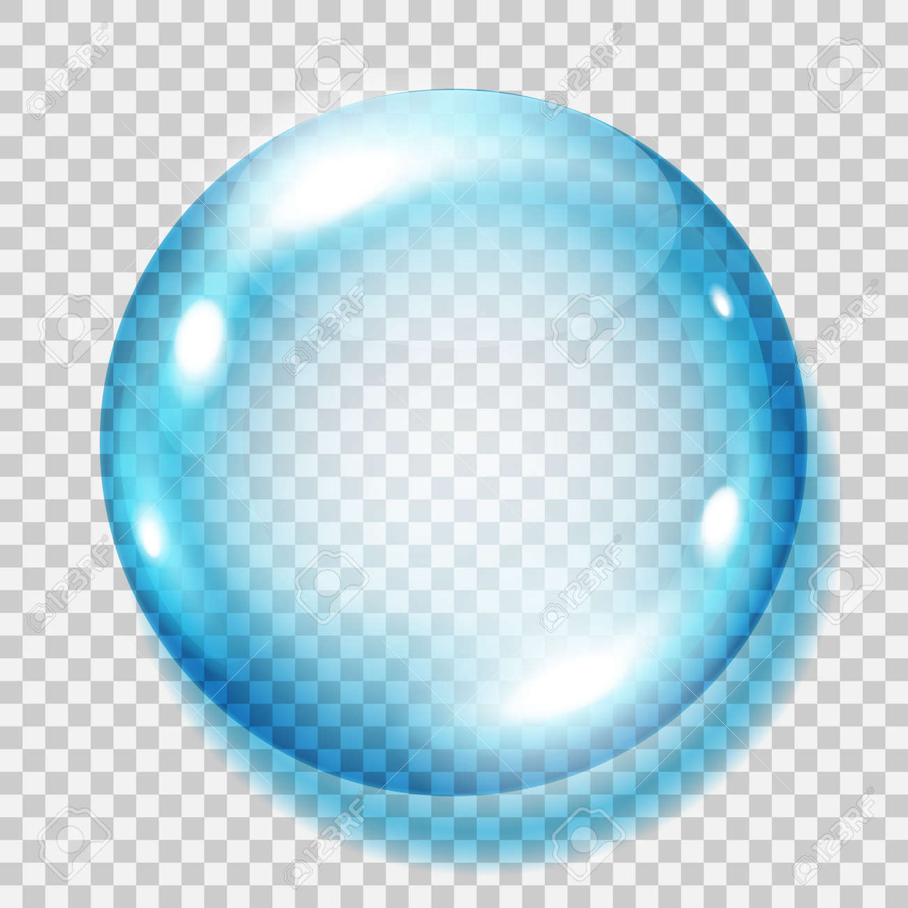 Big Transparent Light Blue Sphere With Shadow On Transparent