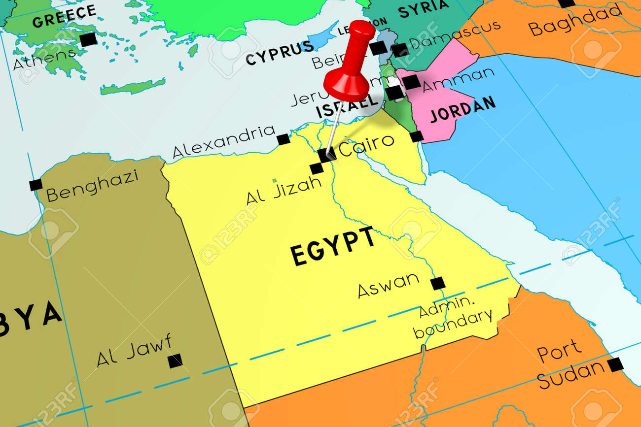 Cairo On Egypt Map Egypt, Cairo - Capital City, Pinned On Political Map Stock Photo, Picture  And Royalty Free Image. Image 126401819.