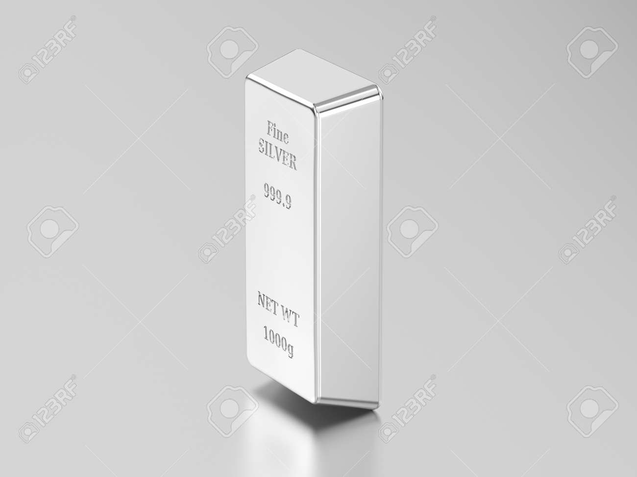 灰色の背景に銀の地金の3dイラストの一つ の写真素材 画像素材 Image