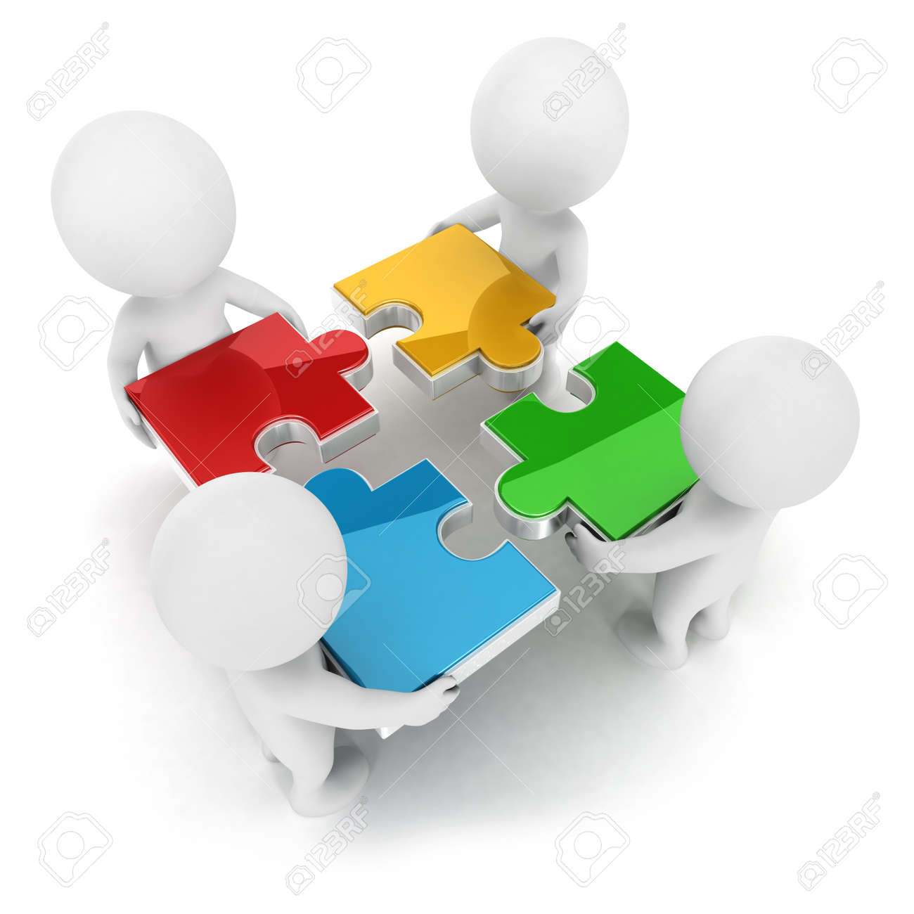 3d white people team