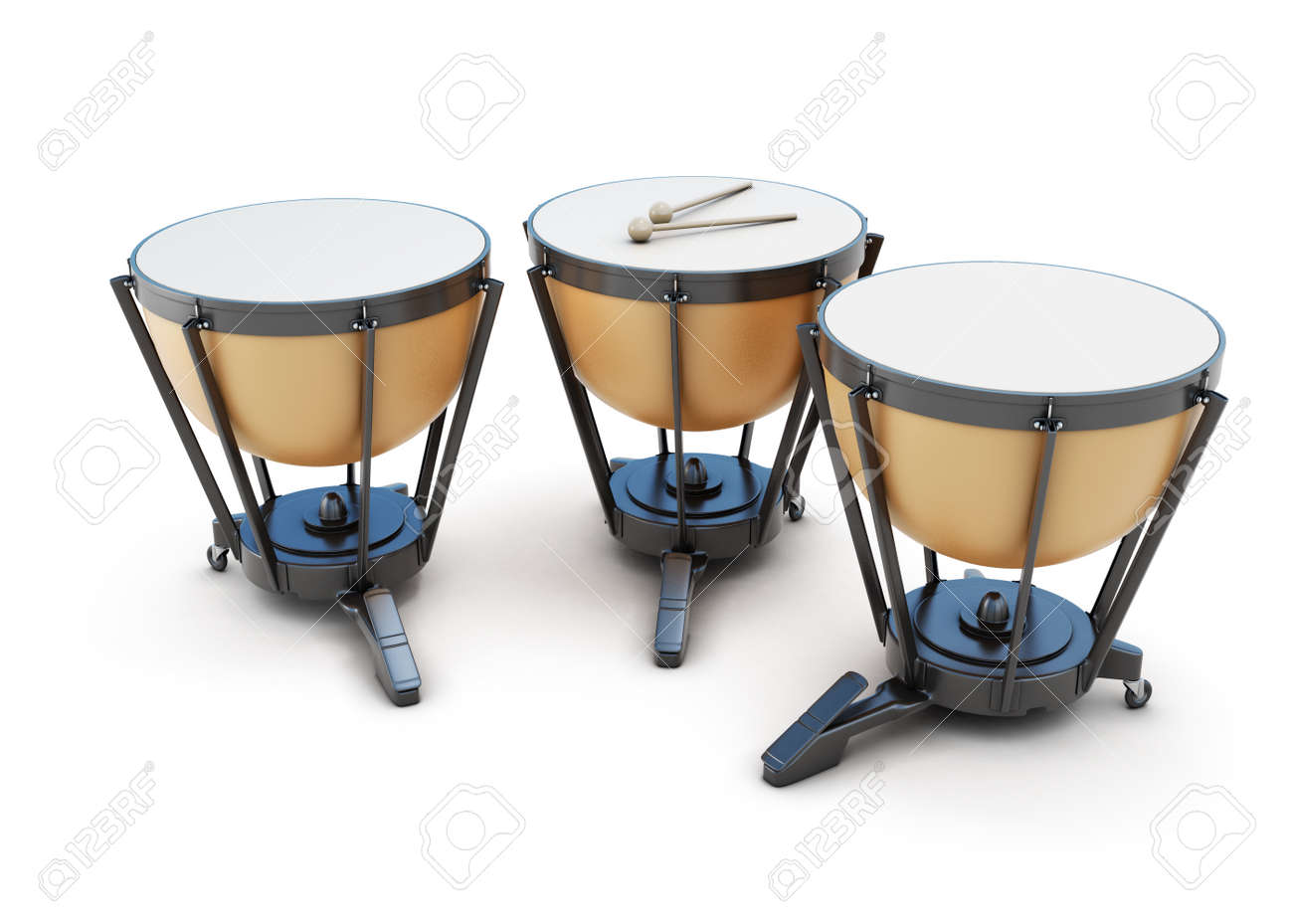 Timbales Aislados Sobre Fondo Blanco. Ilustración 3D. Serie De ...