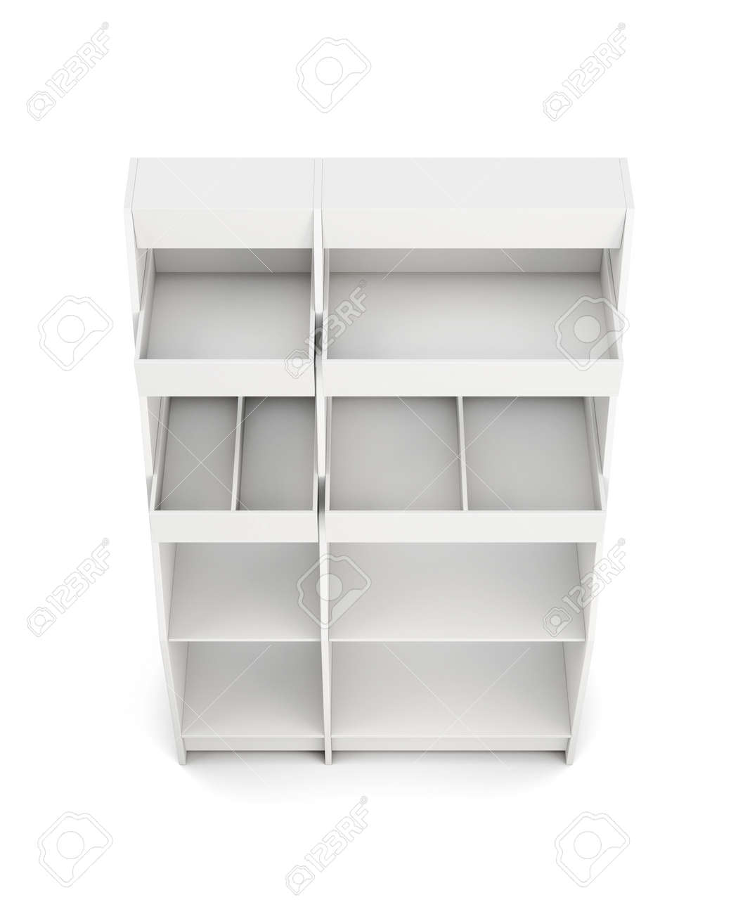 display racks for shop on Display Rack With Shelves Isolated On White Background Top View Stock Photo Picture And Royalty Free Image Image 57903555