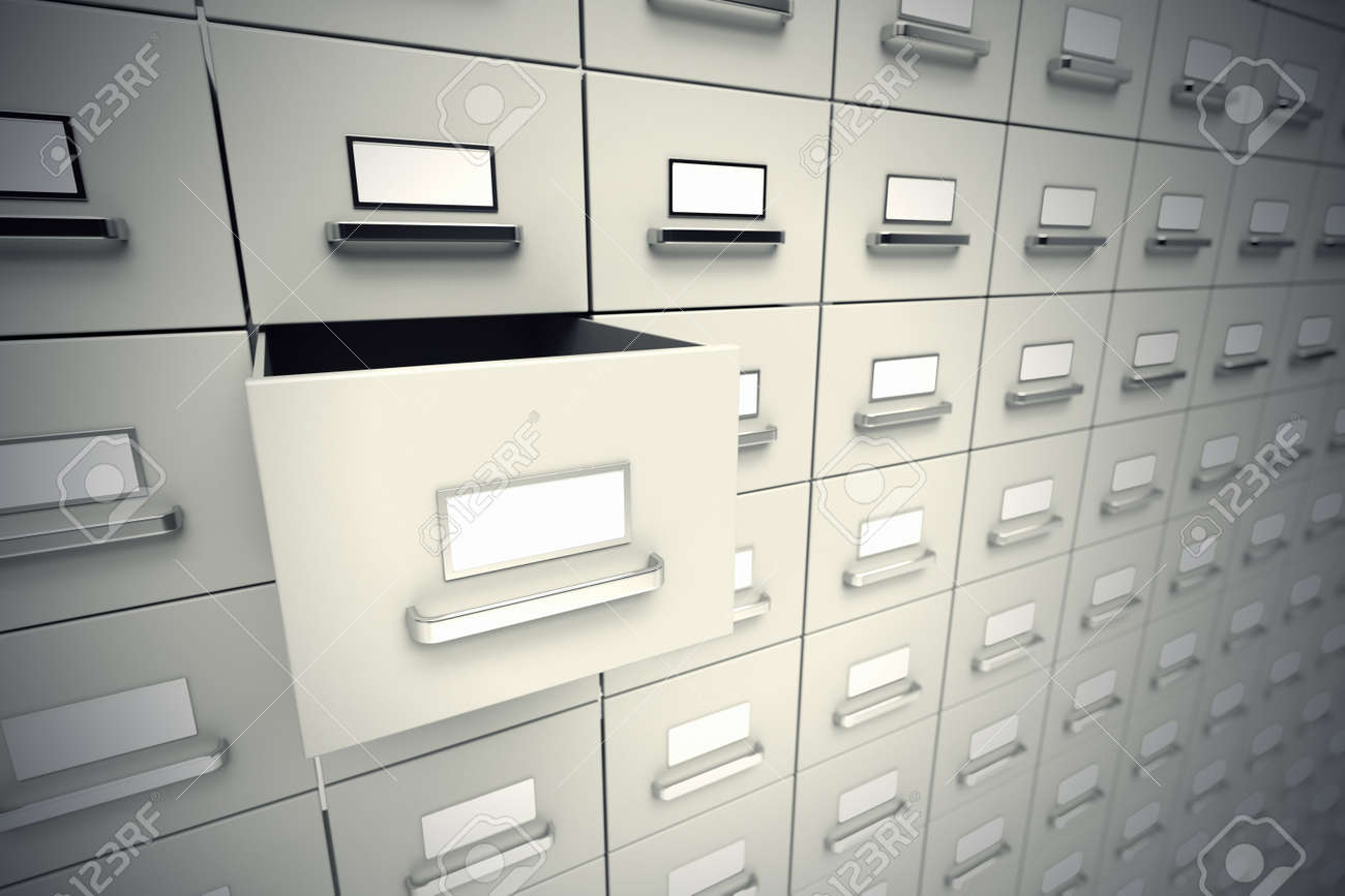 Large Rows Of Grey File Cabinets Wall Of Cabinets With One Drawer