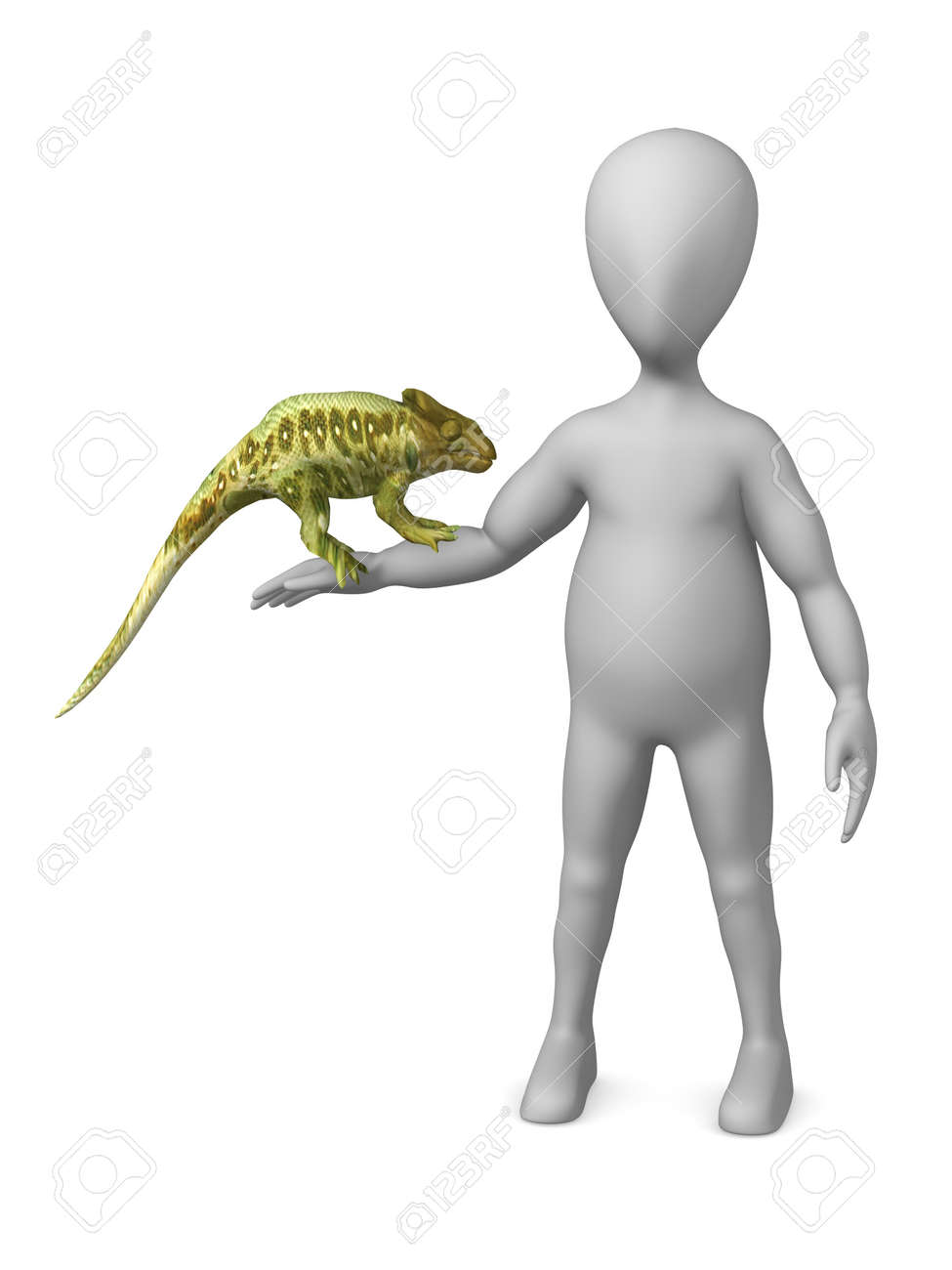 カメレオンのアニメ キャラクターの 3 D レンダリング の写真素材 画像素材 Image