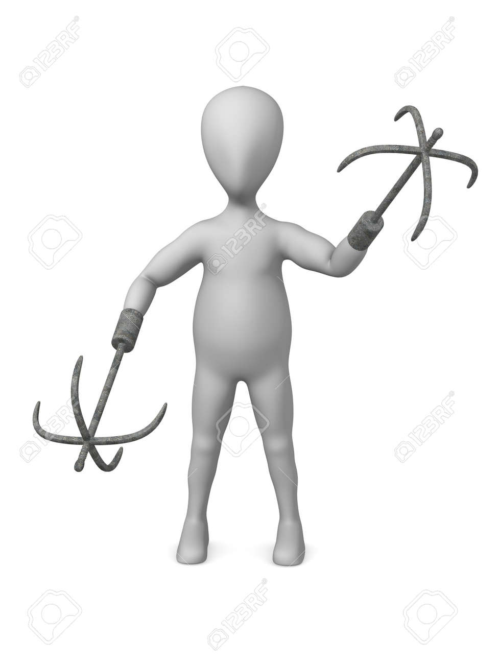 3d Render Of Cartoon Character With Grappling Hook Stock Photo, Picture and  Royalty Free Image. Image 12958133.