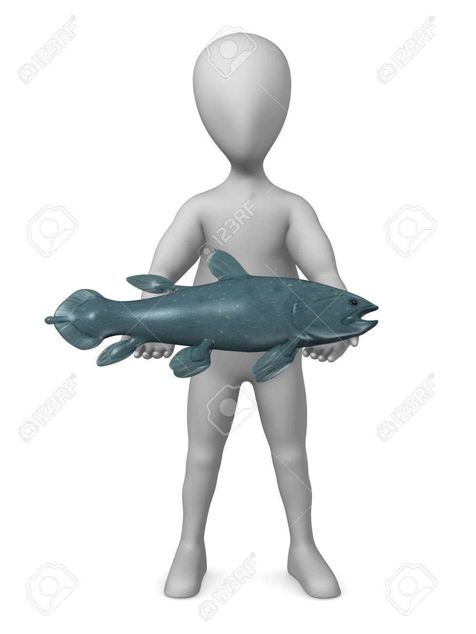 ラティメリア魚のアニメ キャラクターの 3 D レンダリング の写真素材 画像素材 Image