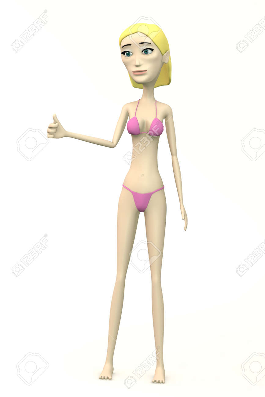 女性キャラクターの水着 親指を の写真素材 画像素材 Image