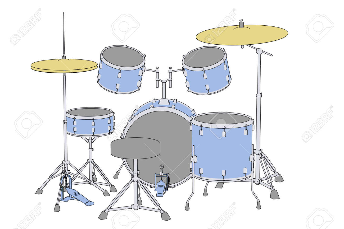 Cartoon Image Of Musical Instruments Drum Set Stock Photo