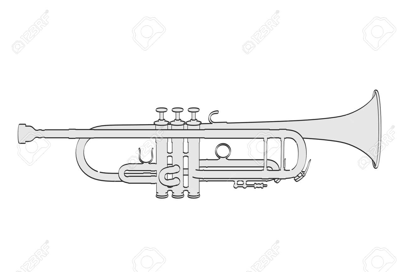トランペットの 2 D 漫画イラスト の写真素材 画像素材 Image