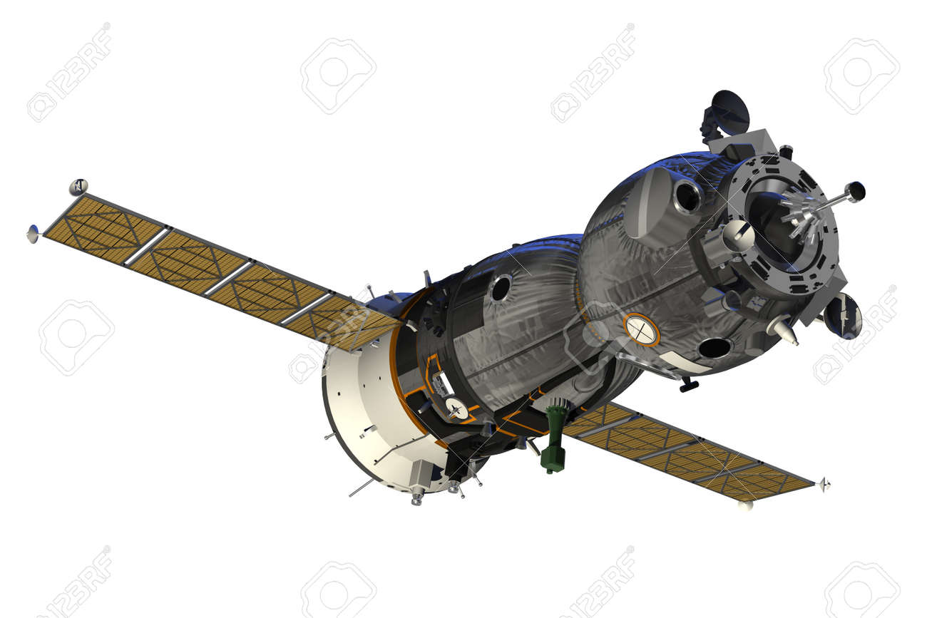 Spacecraft With Open The Solar Panels. 3D Model. - 40904074 Spacecraft With Open The Solar Panels. 3D Model. - 40904074