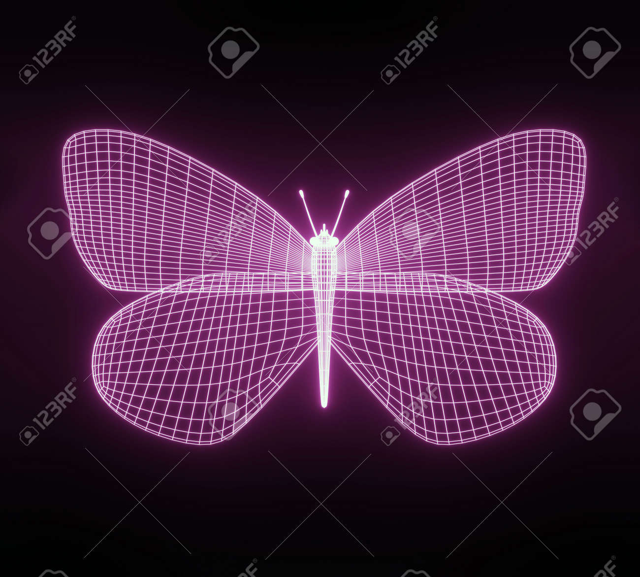 Download Abstract Neon Polygonal Geometric Butterfly Consisting Of Lines Stock Photo Picture And Royalty Free Image Image 147516230