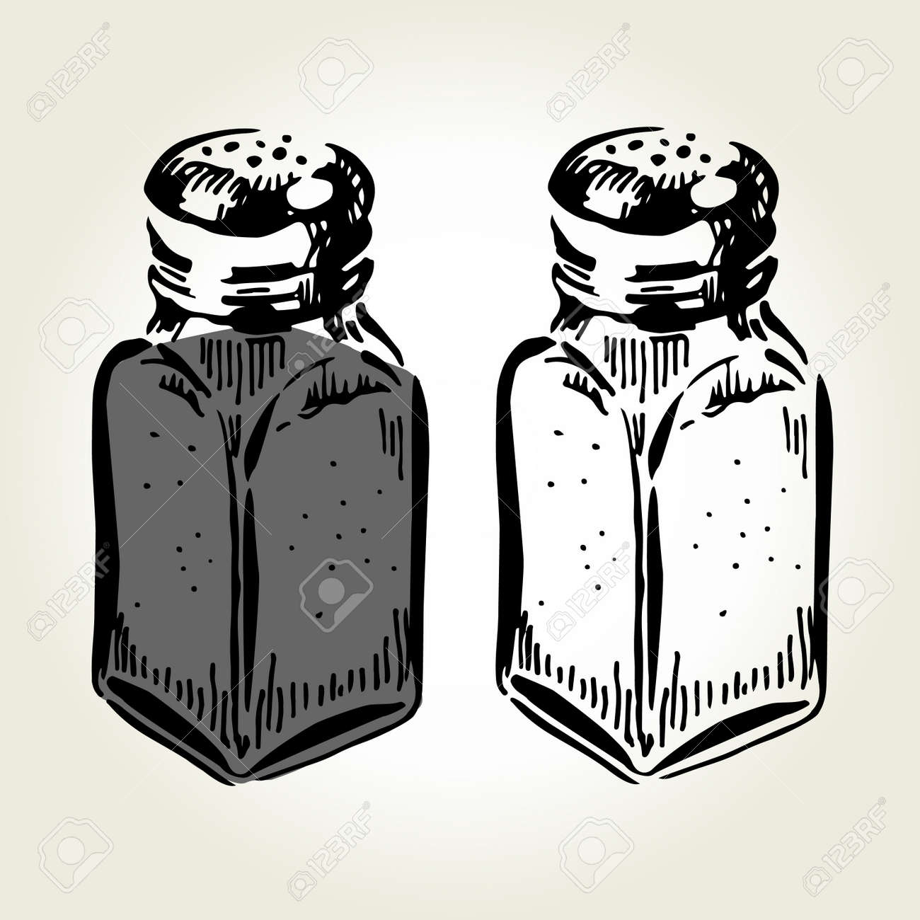 Vector Art Salt And Pepper Shakers Clipart Drawing Gg87223457 Gograph