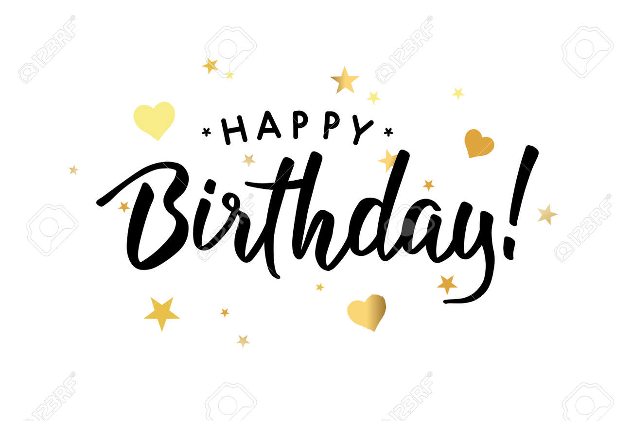 happy birthday greeting card with gold stars and hearts hand star birthday card