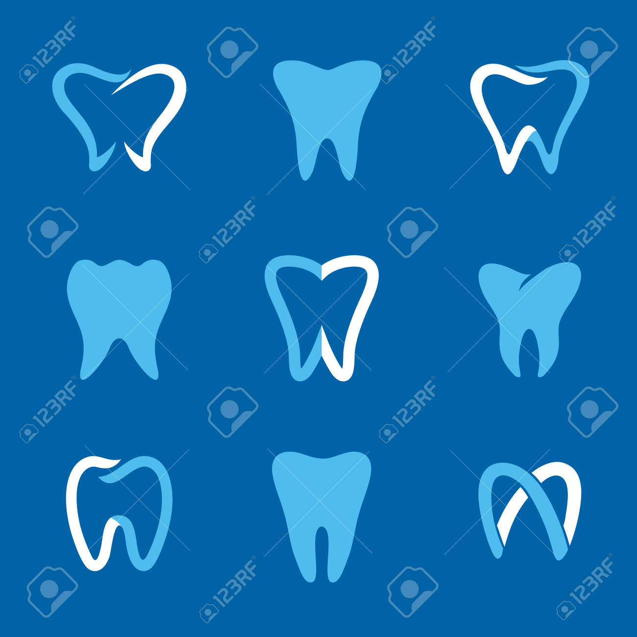 set of dental clinic and icons for stomatology or dentist dental