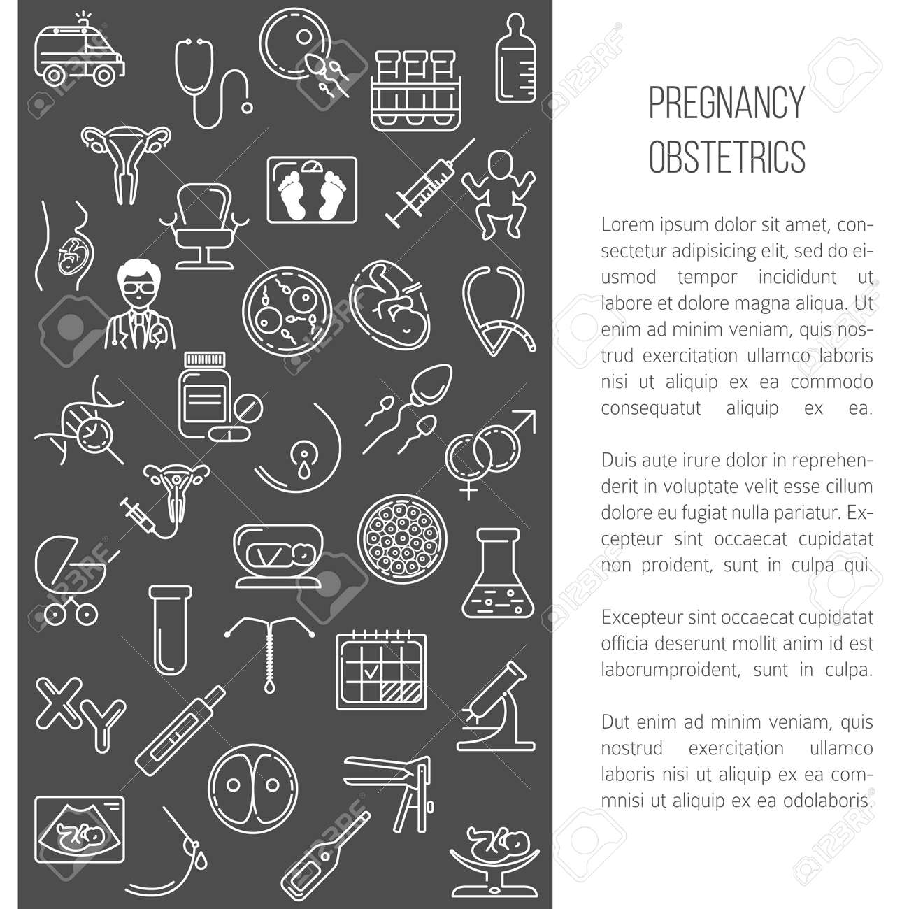 modern line style design card or poster template with obstetrics volunteer poster template