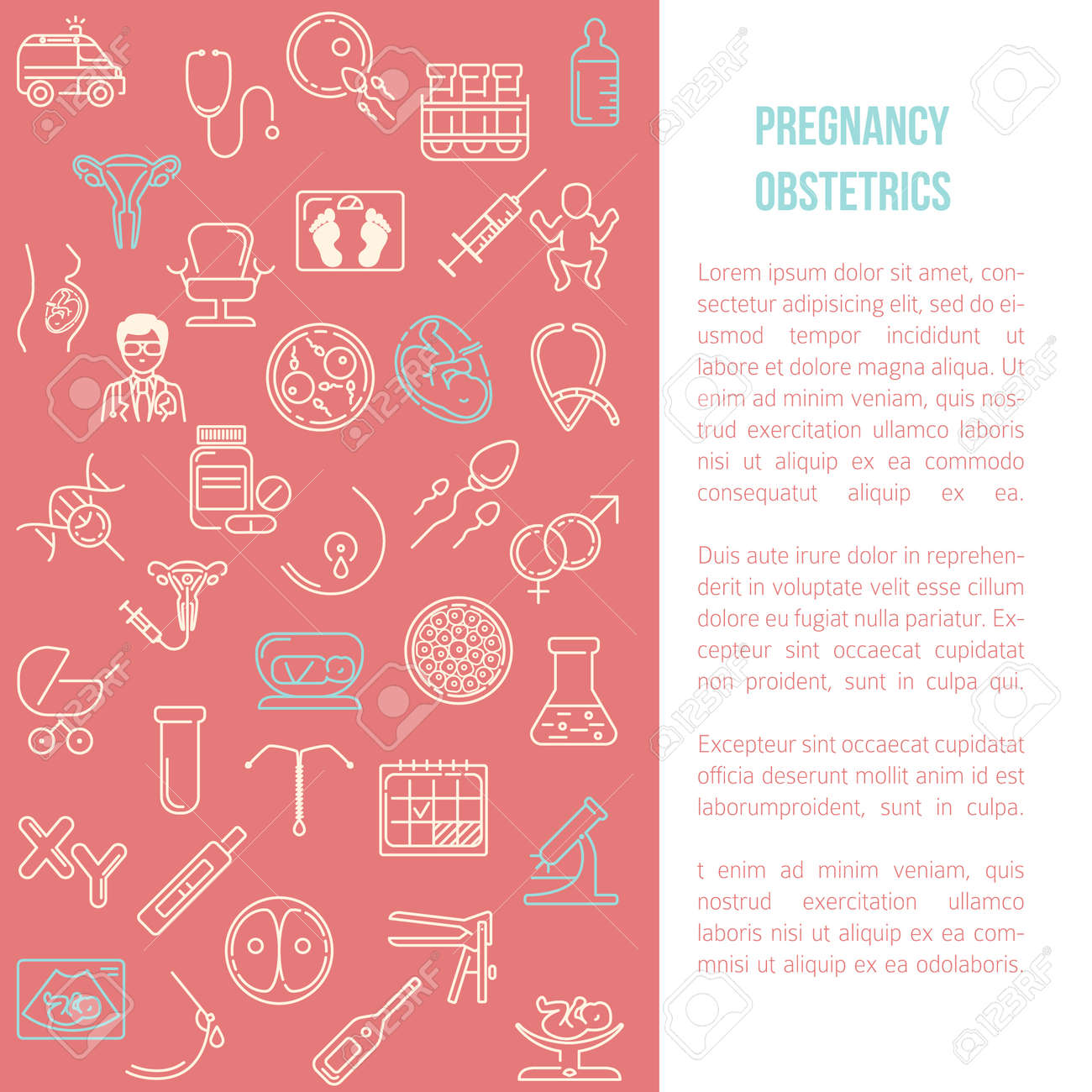 modern line style design card or poster template with obstetrics volunteer poster template