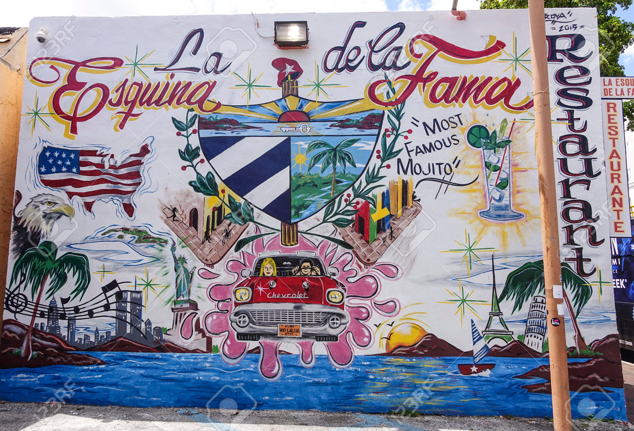 少しハバナ マイアミ 壁に素敵な絵 の写真素材 画像素材 Image