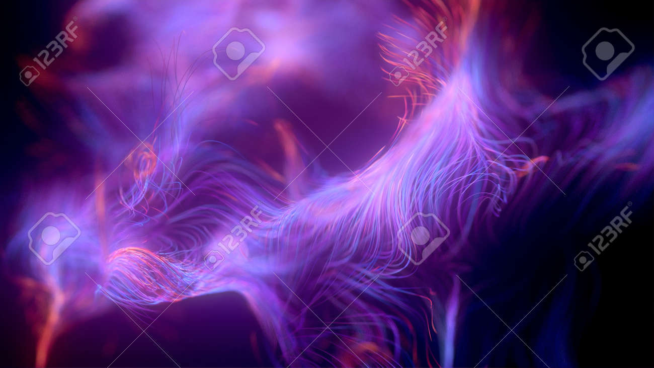 Floating lines with depth of field. 3d render animation, abstract background, fluorescent ultraviolet light, glowing neon lines, moving forward blue pink spectrum, modern colorful illumination - 134862274 Floating lines with depth of field. 3d render animation, abstract background, fluorescent ultraviolet light, glowing neon lines, moving forward blue pink spectrum, modern colorful illumination - 134862274