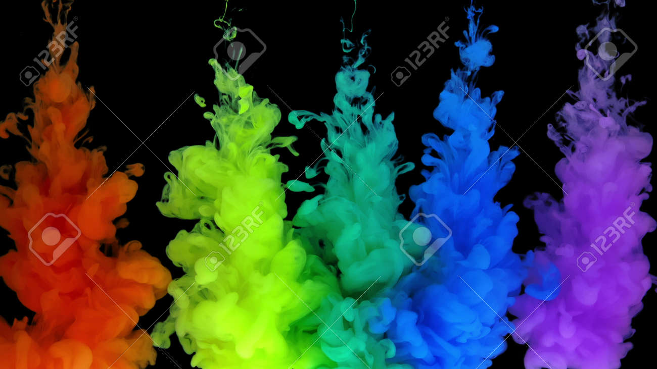 4k Multicolored composition from ink streams. ink streams from the rainbow spectrum float and mix in the center of the composition. Colorful abstract combination of acrylic rainbow colored black background. Ink in water, slow motion. - 140895284 4k Multicolored composition from ink streams. ink streams from the rainbow spectrum float and mix in the center of the composition. Colorful abstract combination of acrylic rainbow colored black background. Ink in water, slow motion. - 140895284