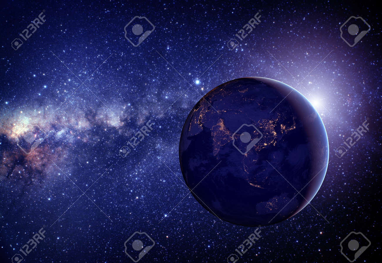 Planet earth from the space in the middle with stars. - 50879691 Planet earth from the space in the middle with stars. - 50879691