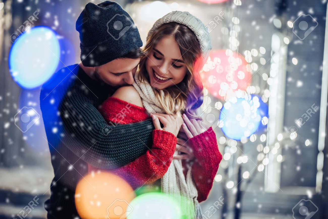 Young Romantic Couple Is Having Fun Outdoors In Winter Before Stock Photo Picture And Royalty Free Image Image 90696606 young romantic couple is having fun outdoors in winter before