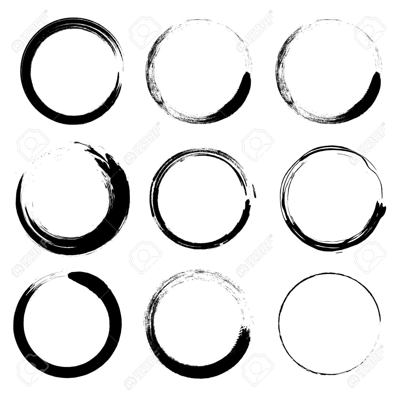 vector set of grunge circle brush royalty free cliparts vectors