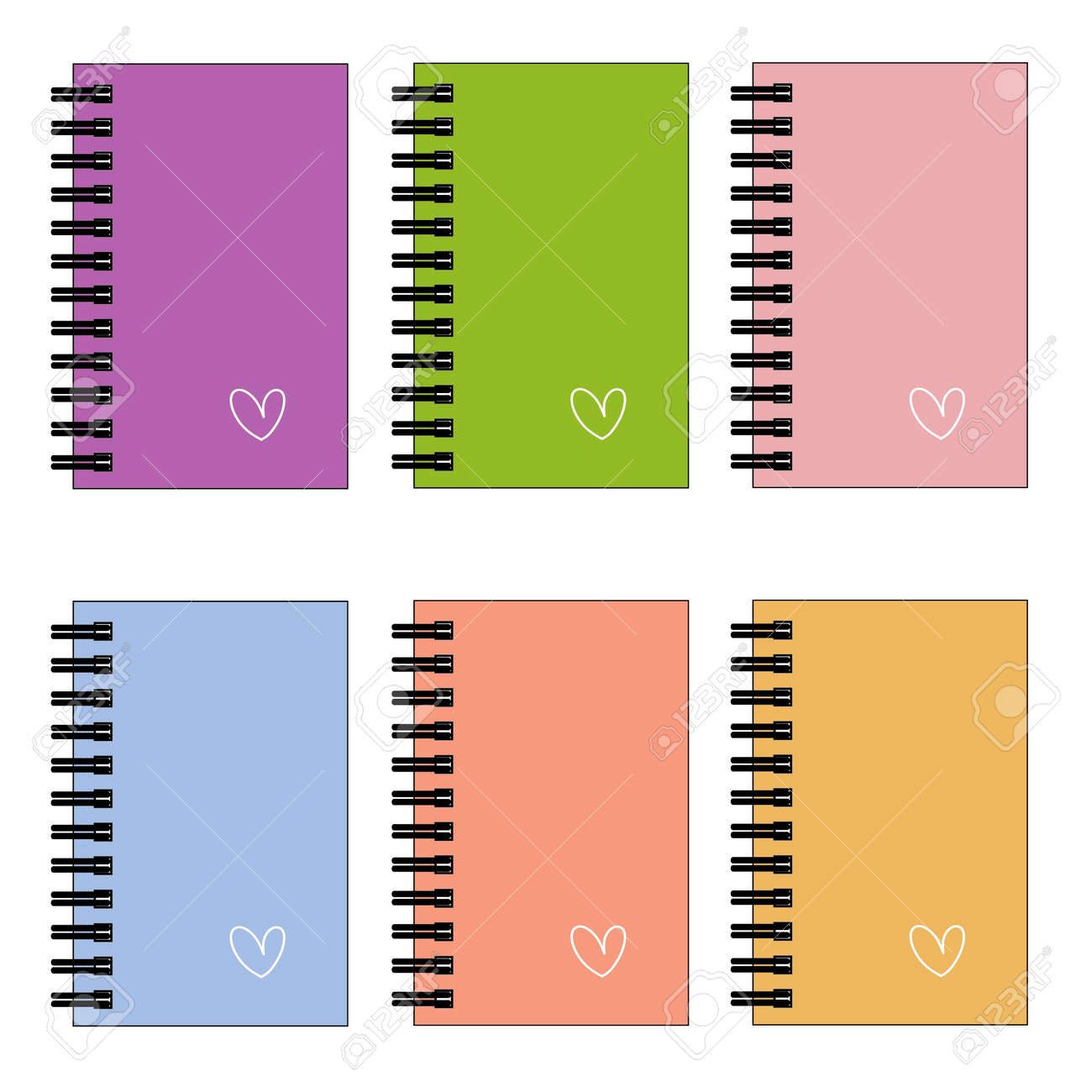 カラフルなノート 日記 覚書帳 のイラスト素材 ベクタ Image