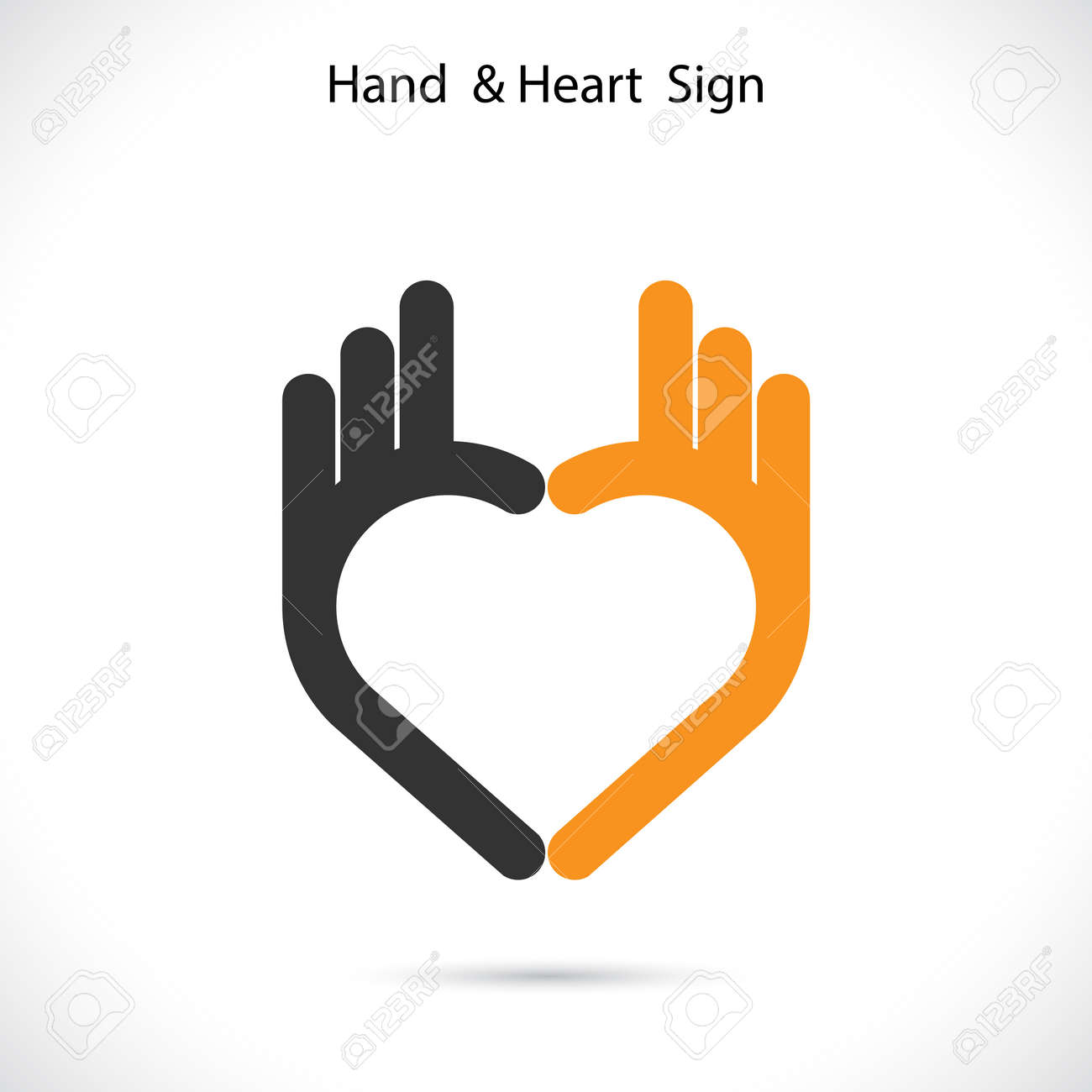 creative hand and heart shape abstract logo design hand ok symbol