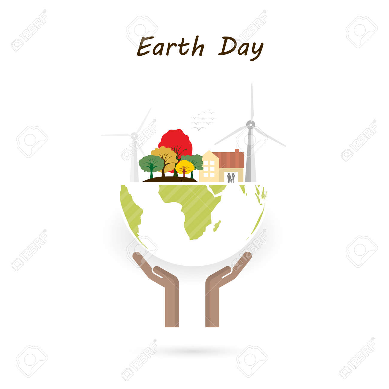 globe sign and human hand vector logo design template earth day earth template