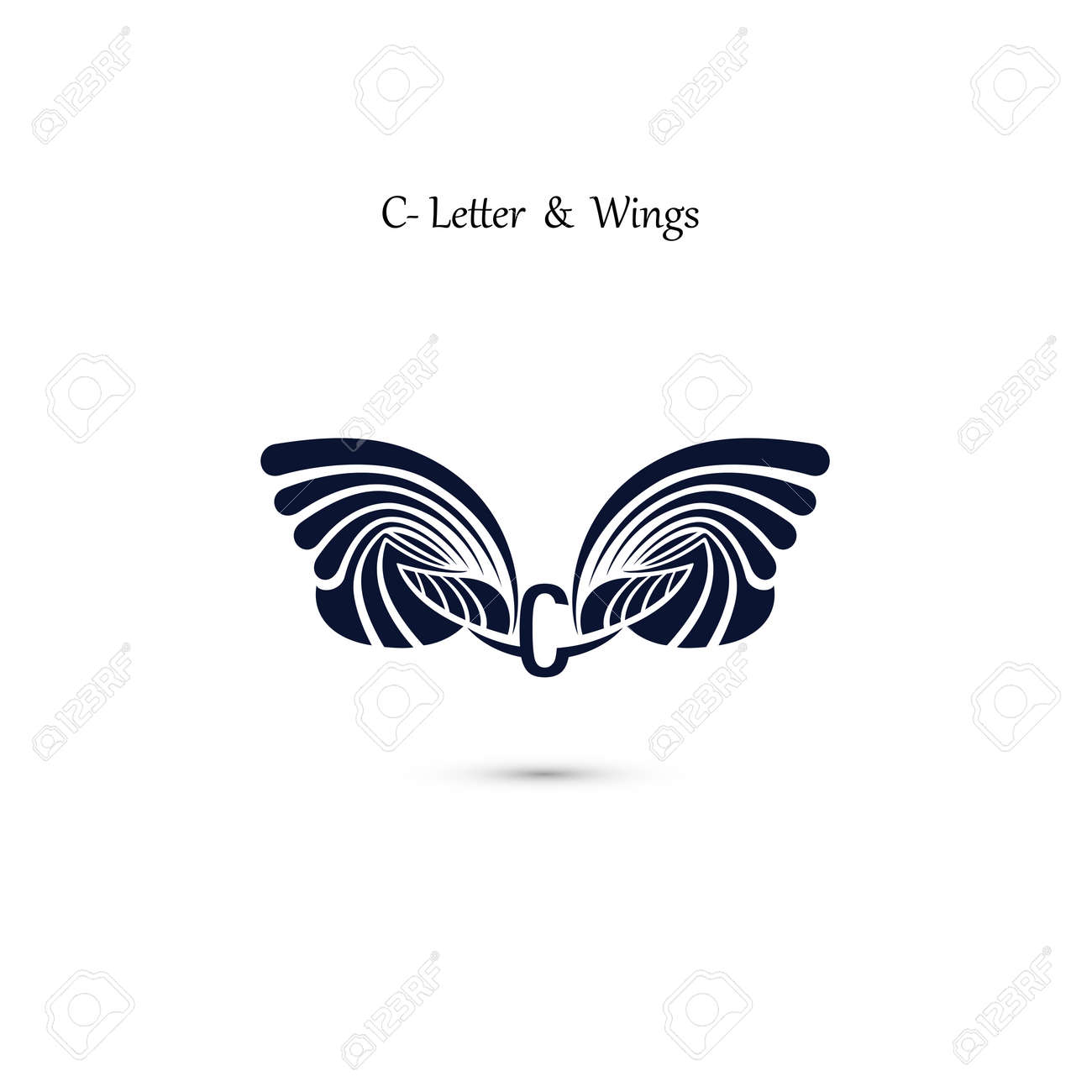 c letter sign and angel wings monogram wing vector logo template