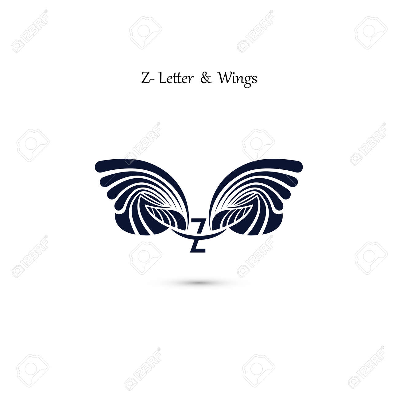Z 文字記号と天使の羽 モノグラム翼ベクトルのロゴのテンプレート クラシックなエンブレム 翼を持つエレガントな動的なアルファベット創造的なデザイン要素です コーポレート ブランド アイデンティティ フラットの Web デザイン アイコンを翼します ベクトルの