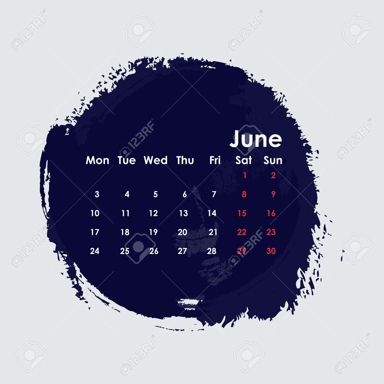june 2019 calendar template starts from monday vector illustration june 2019 template