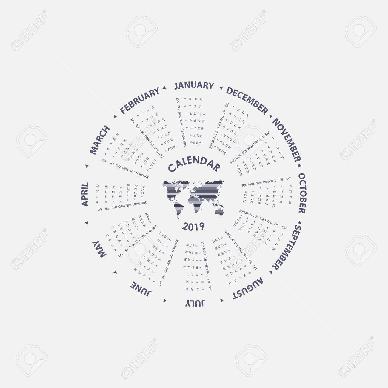 2019 calendar template circle calendar template calendar 2019 circle calendar template