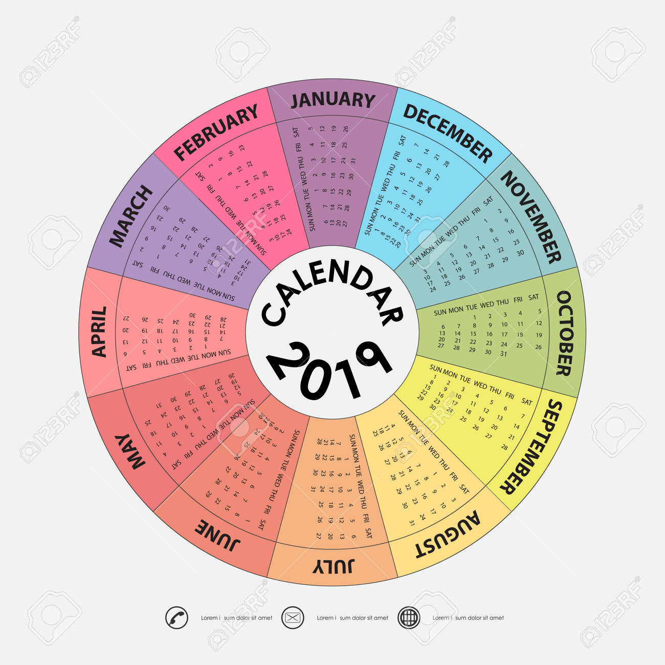 2019 calendar template circle calendar template calendar 2019 circle calendar template