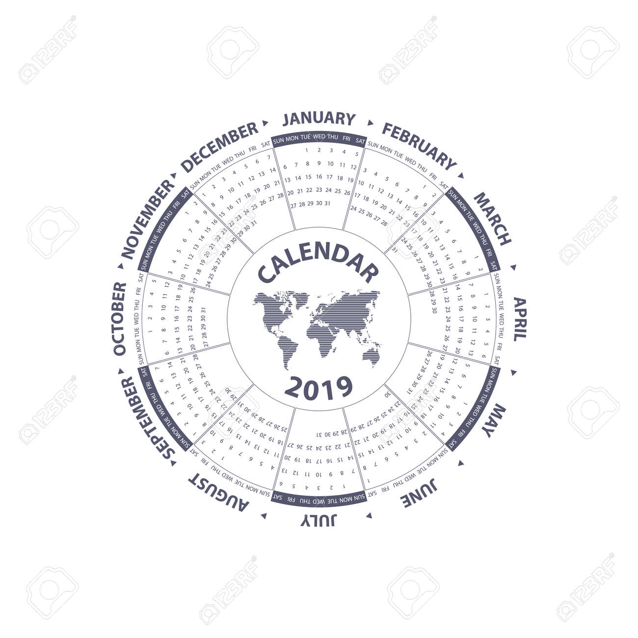 2019 calendar template circle calendar template calendar 2019 circle calendar template