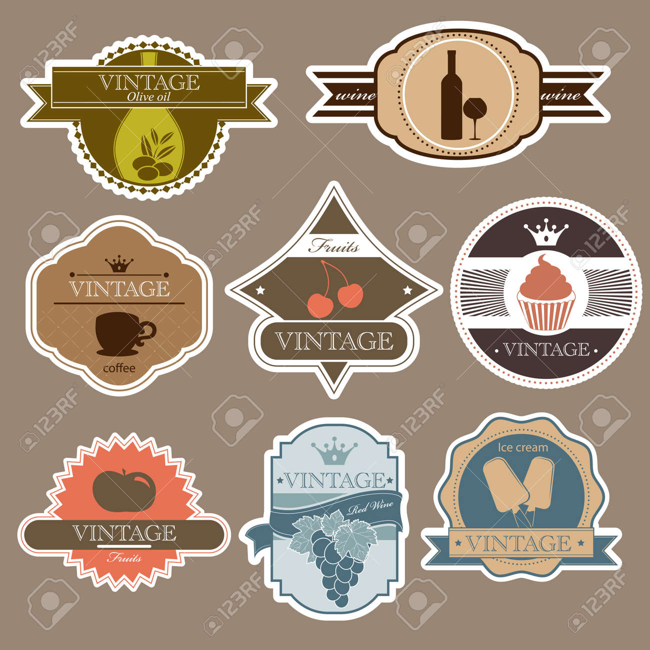 vintage food labels set royalty free cliparts vectors and stock vintage food labels