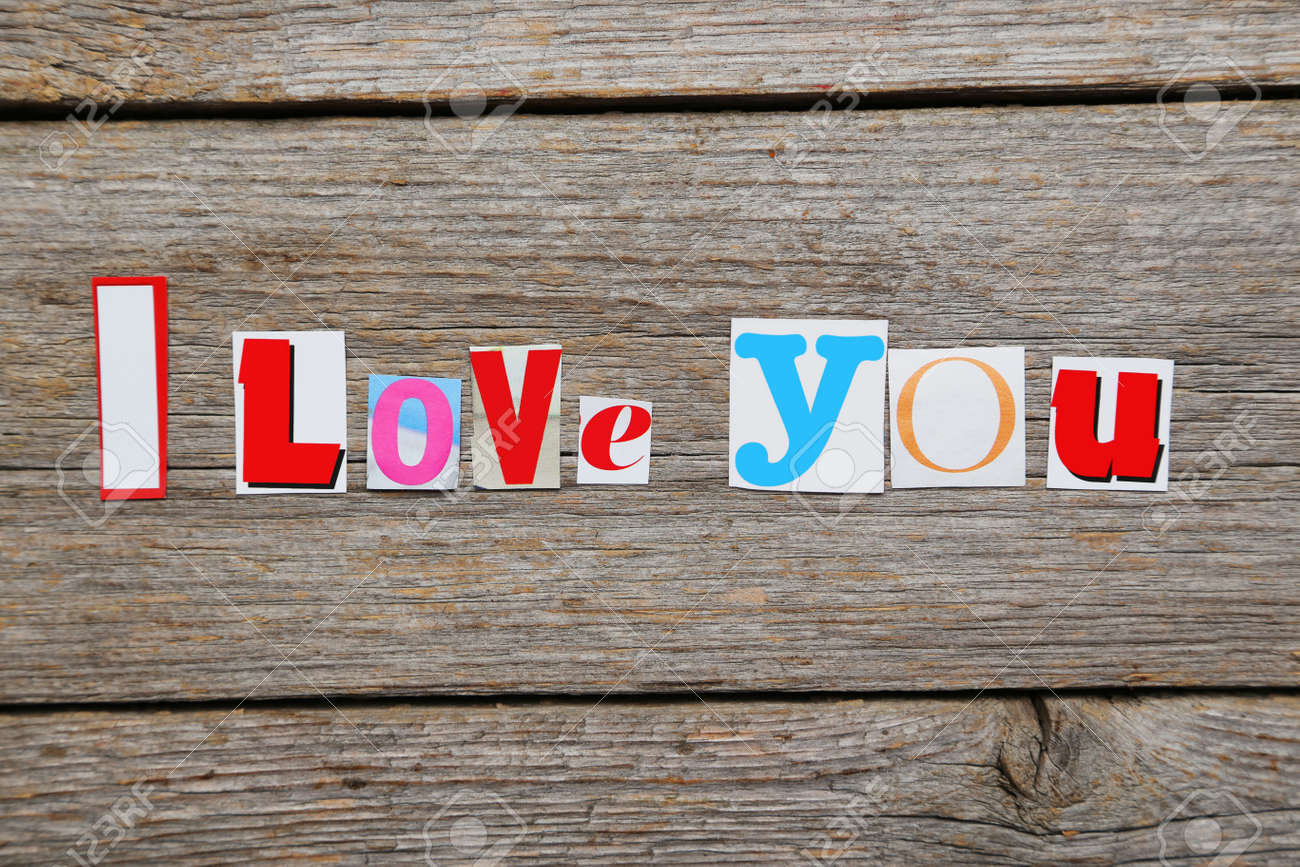 The Words I Love You In Cut Out Magazine Letters Stock The Words I Love You In Cut Out Magazine Letters Stock