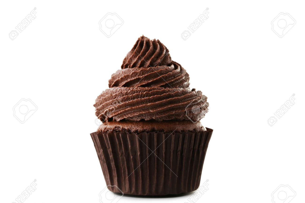 Chocolate cupcake isolated on white background - 91614046 Chocolate cupcake isolated on white background - 91614046