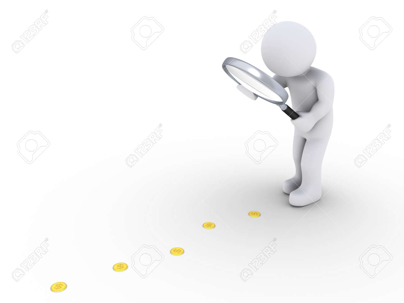 Man Holding A Stack Of Coins And Big Magnifying Glass In Hand High-Res  Stock Photo - Getty Images