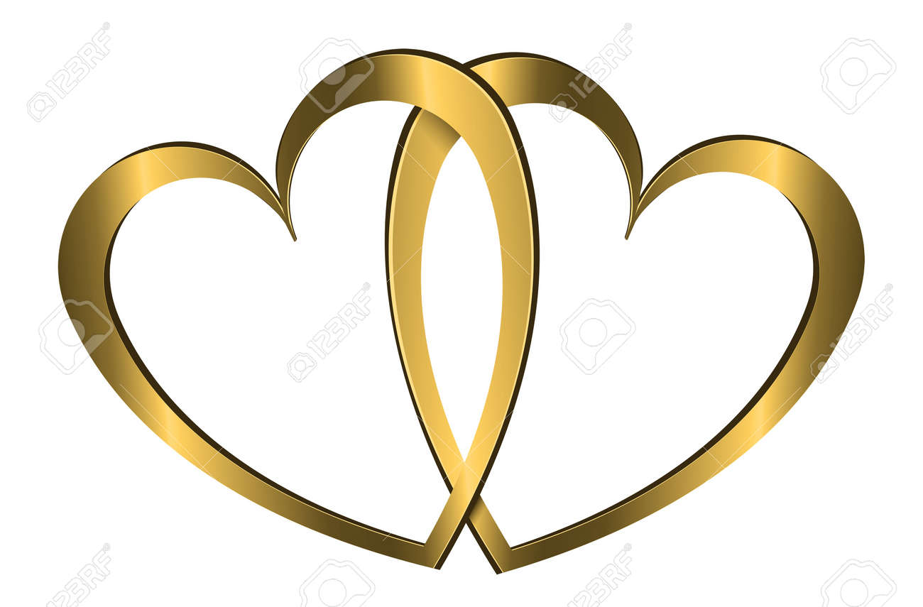 Die Illustration Zeigt Zwei Goldene Herzen Auf Weissem Angeordnet Lizenzfreie Fotos Bilder Und Stock Fotografie Image 11882059