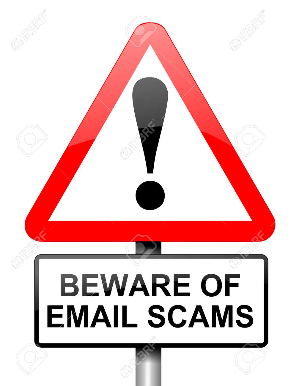 イラストを描いた赤と白三角警告標識 メール詐欺のコンセプト の写真素材 画像素材 Image