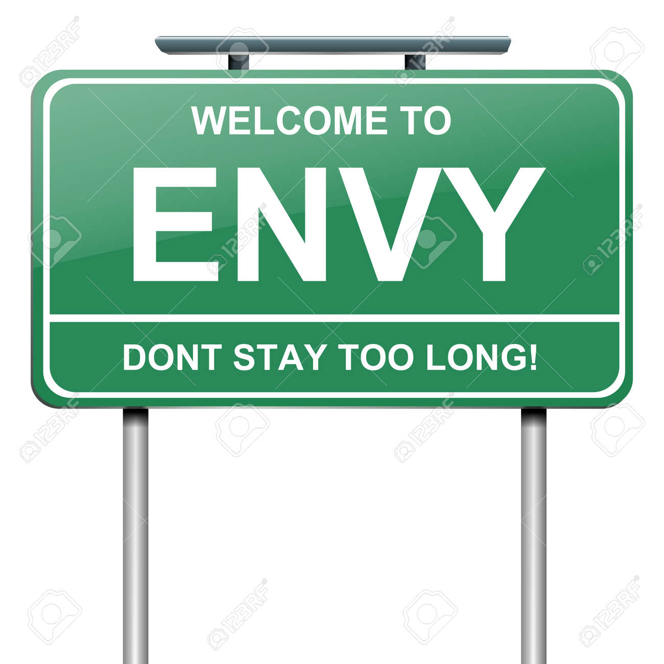 Illustration depicting a green roadsign with an envy concept. White background. - 14511529 Illustration depicting a green roadsign with an envy concept. White background. - 14511529
