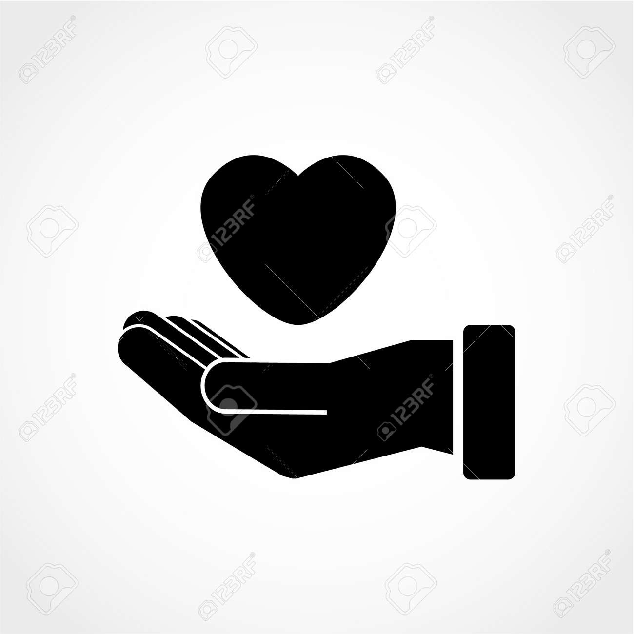 ハート アイコン白背景に分離の手に のイラスト素材 ベクタ Image