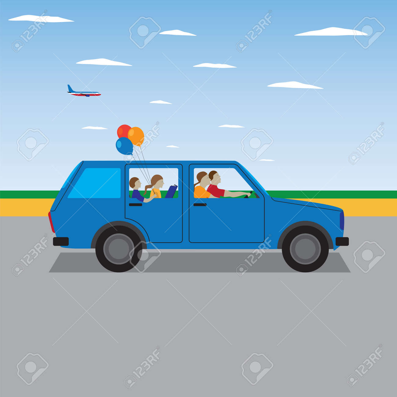 Family traveling by car. Family summer vacation, tourism and journey. Vector illustration. Elements for design. - 44959553 Family traveling by car. Family summer vacation, tourism and journey. Vector illustration. Elements for design. - 44959553