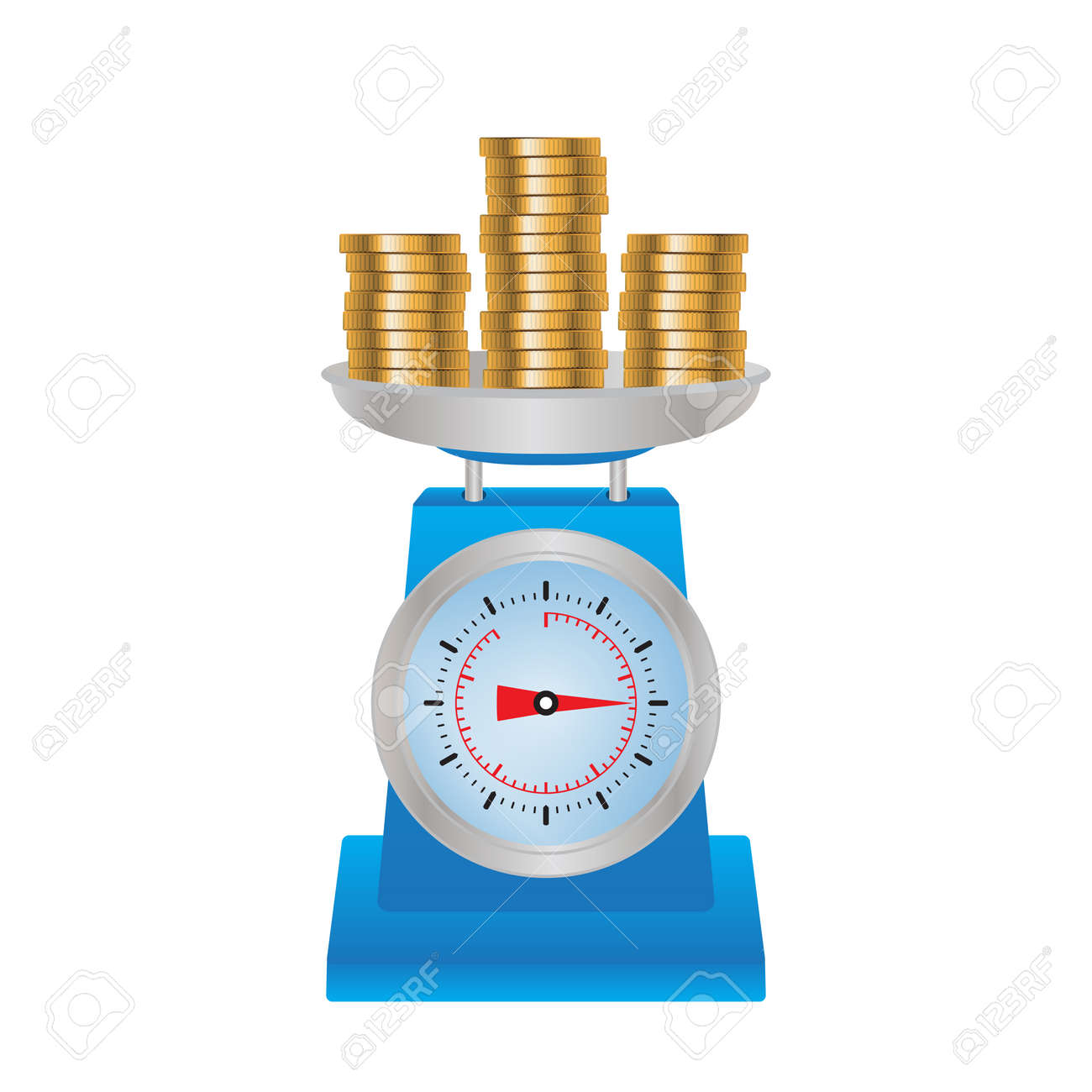 Coins on the scales. Illustration, elements for design. - 52500375 Coins on the scales. Illustration, elements for design. - 52500375