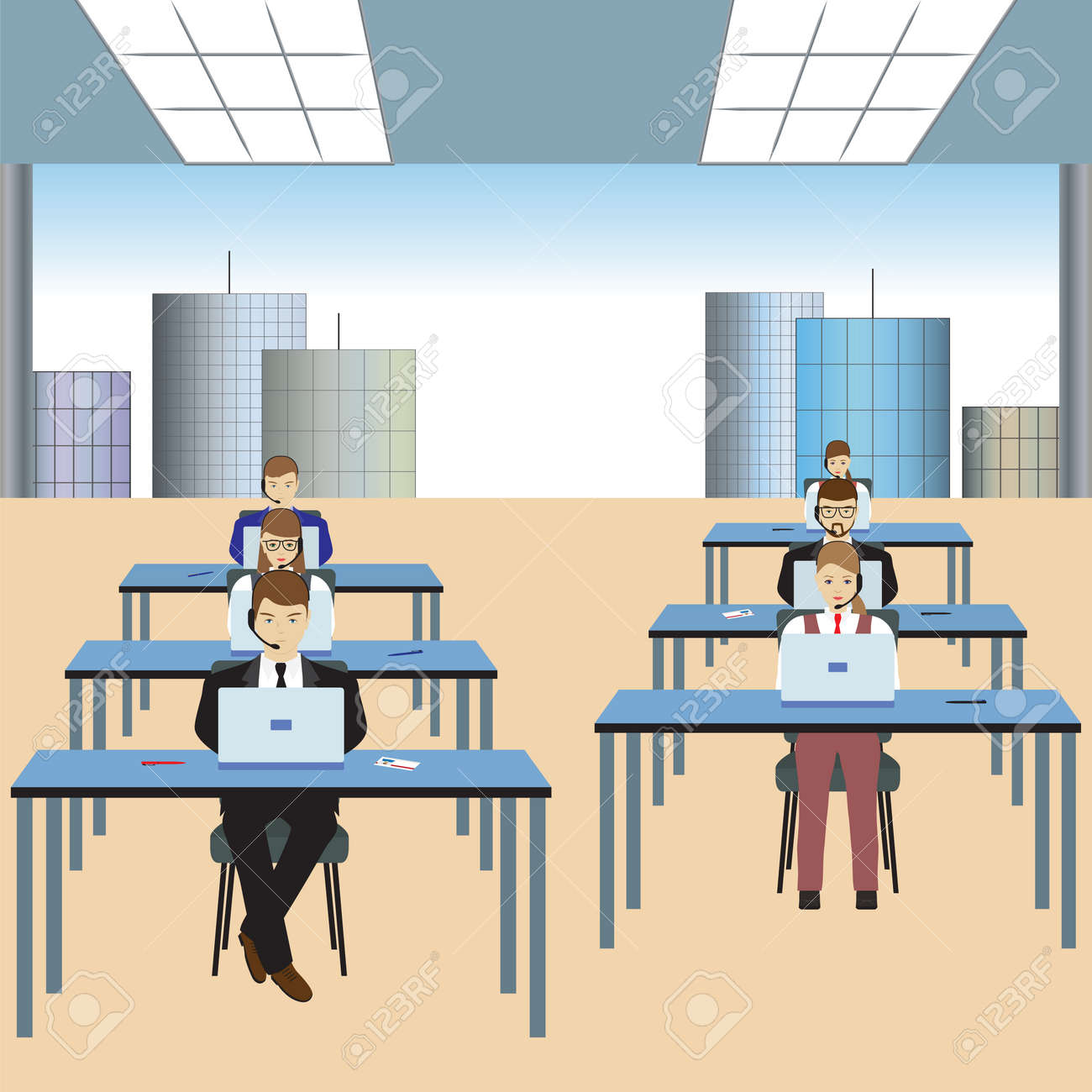 People working in a call center. Office. Support service. Call center. - 52407232 People working in a call center. Office. Support service. Call center. - 52407232